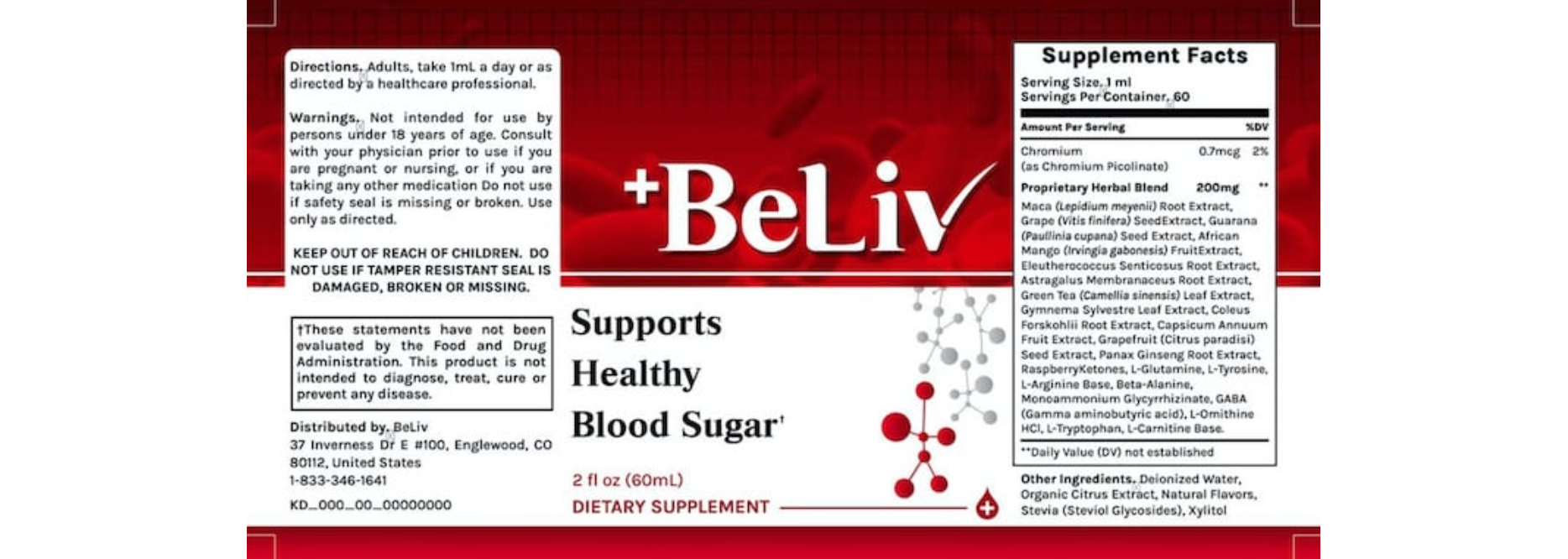 BeLiv blood sugar supplement Facts